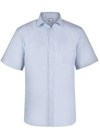1906S Aussie Pacific Mens Bayview Wide Stripe Short Sleeve Shirt