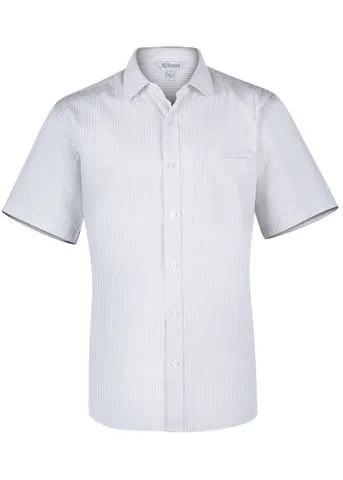 1906S Aussie Pacific Mens Bayview Wide Stripe Short Sleeve Shirt