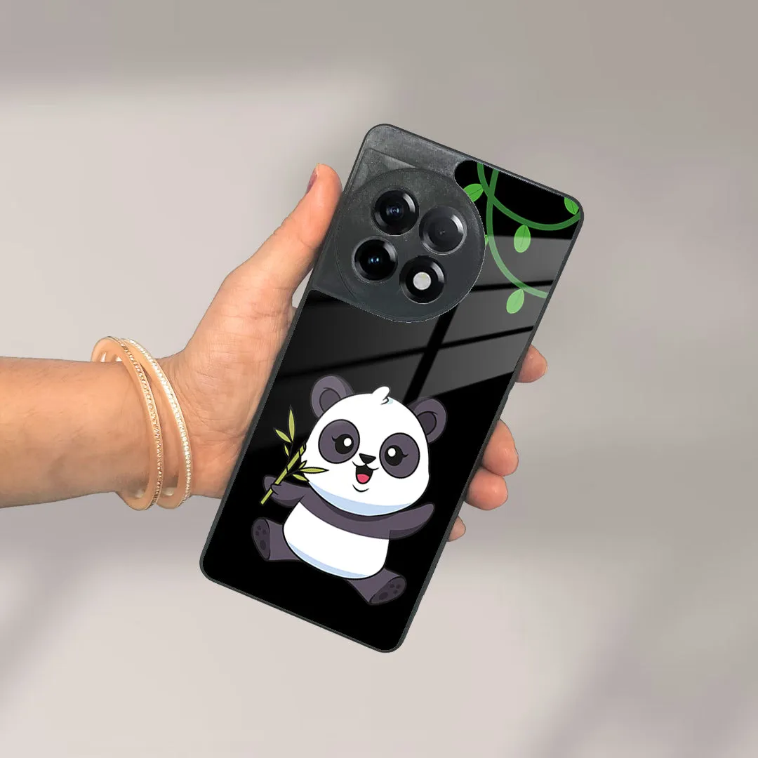 Black Panda Glass Phone Case For OnePlus