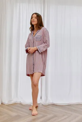 Boyfriend Stripe Nightshirt in Pink/Grey
