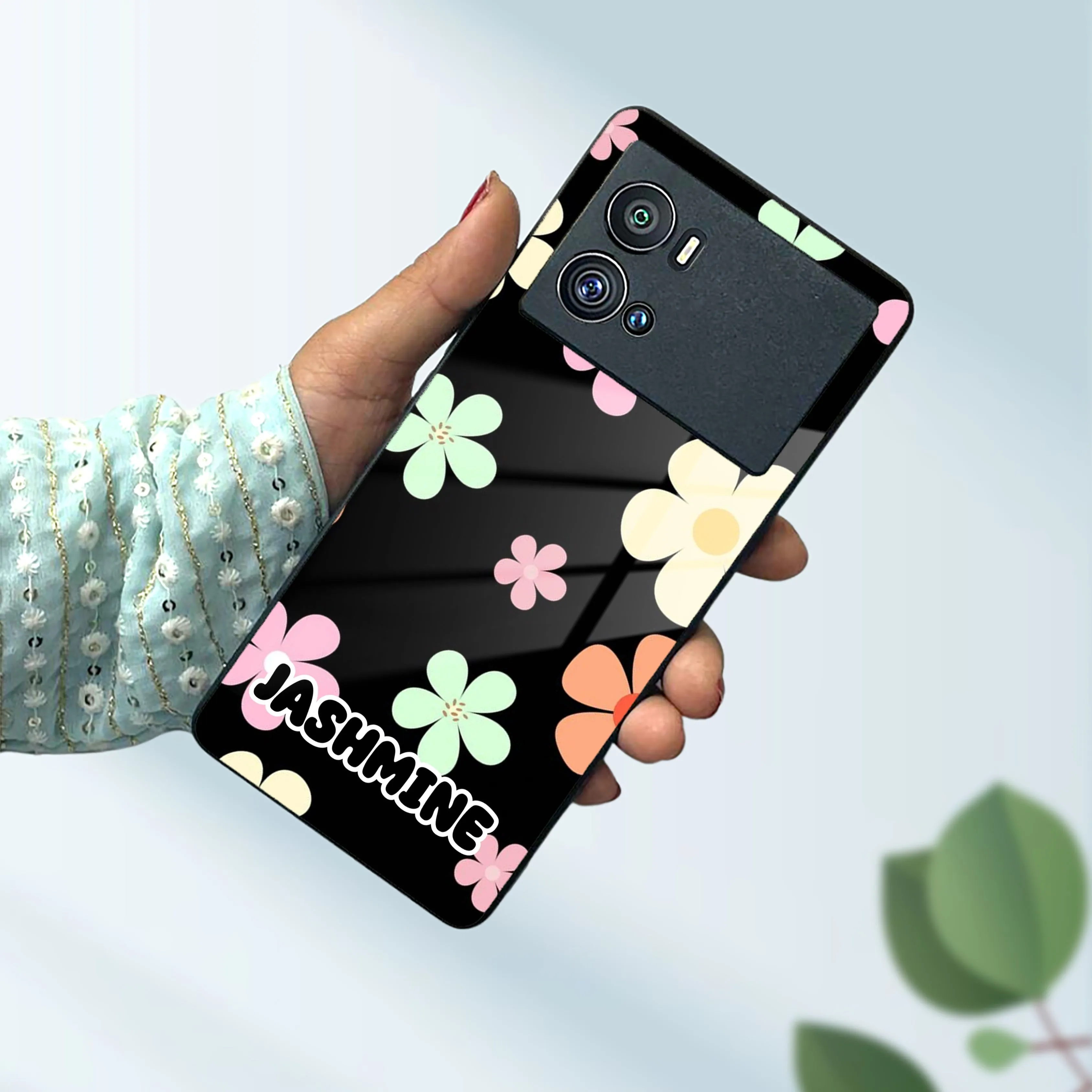 Colorfull Daisy Floral Glass Case Cover For Vivo