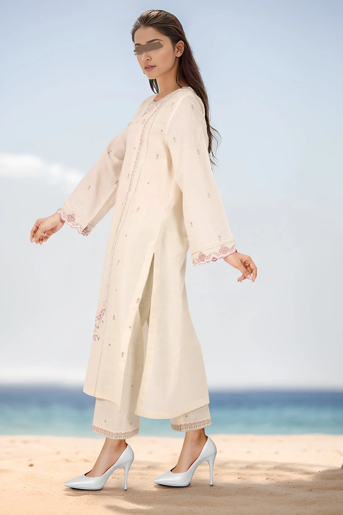 Cotton Jacquard Embroidered Stitched 2 Piece (Shirt/Trouser)