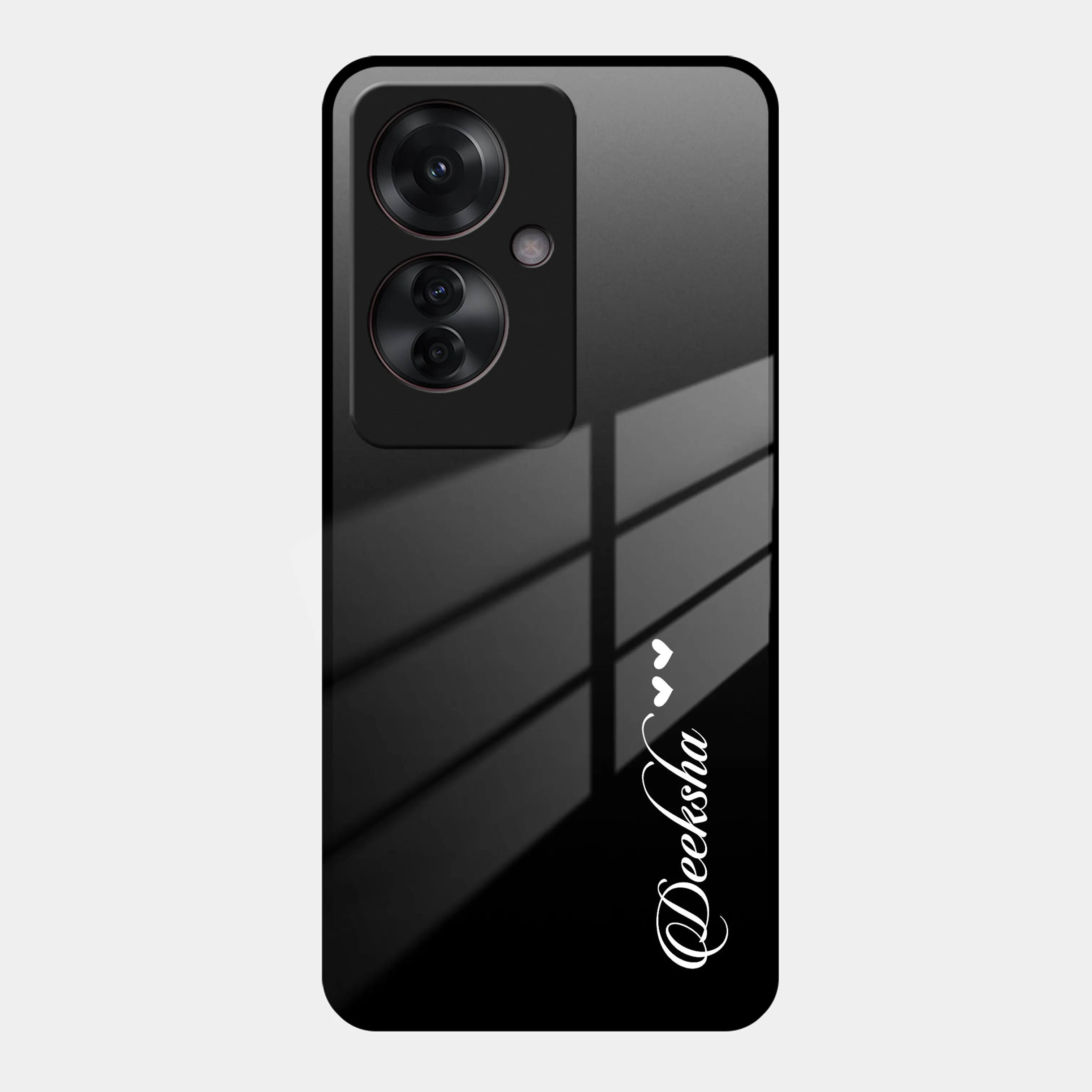 Customize Name Gradient Glass Case Cover Black For Oppo