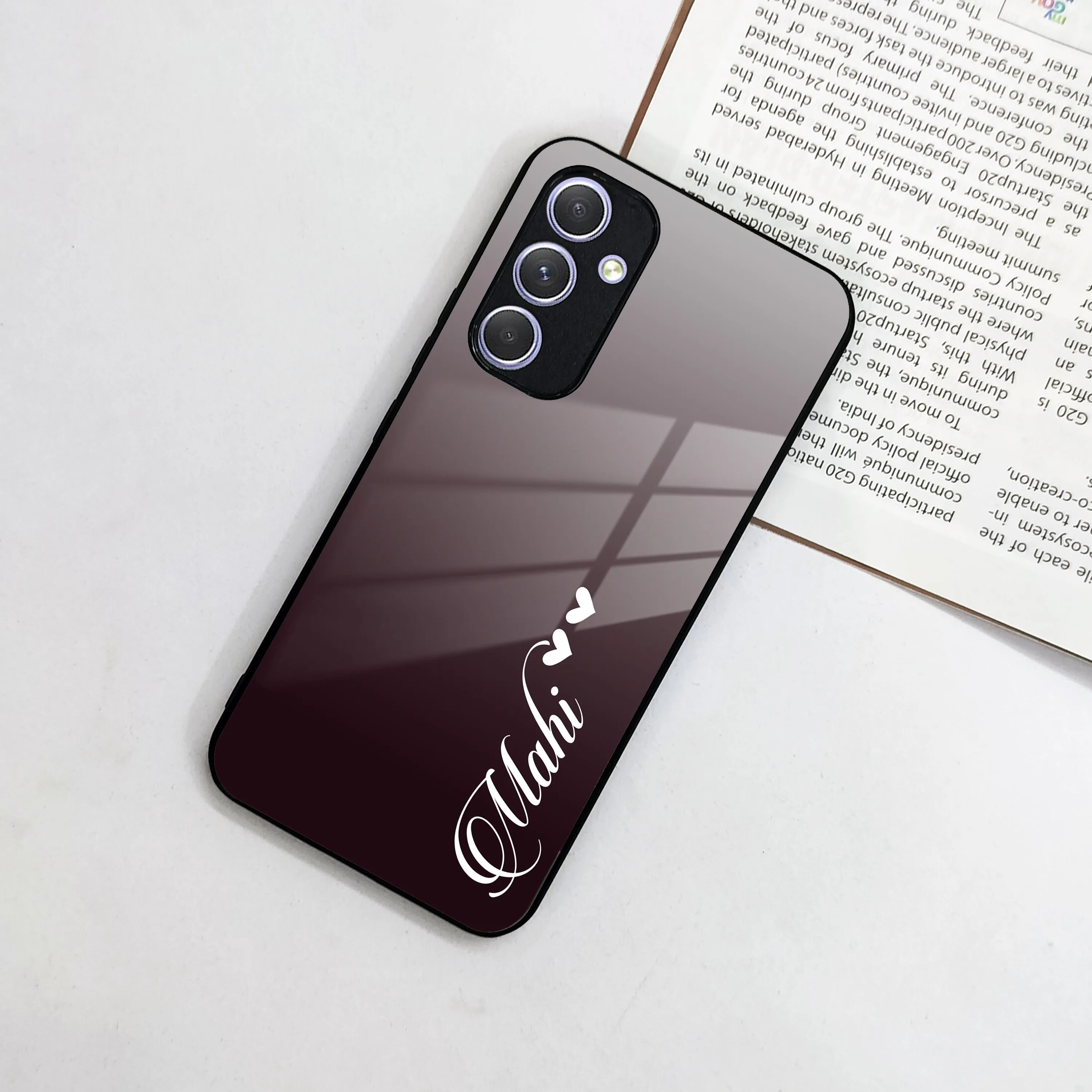 Customize Name Gradient Glass Case Cover Grey For Samsung