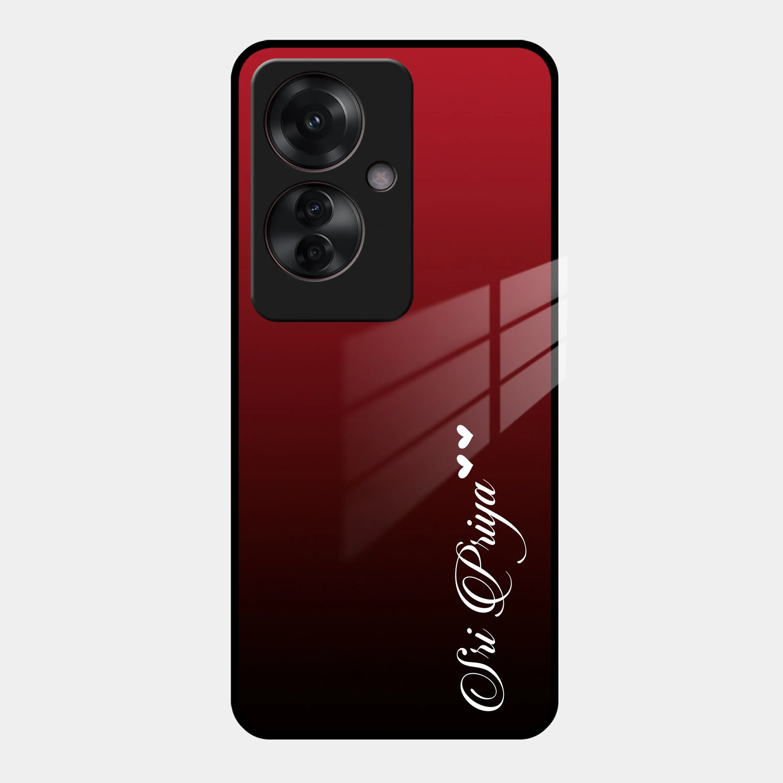 Customize Name Gradient Glass Case Cover Red Wine For Oppo