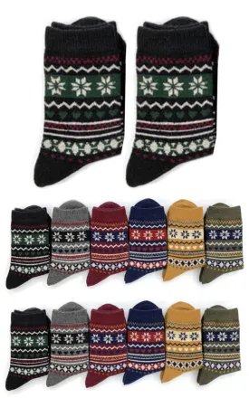 DB3055 Snowflakes Wool Blend Warm Crew Women Socks  (12prs Pack)