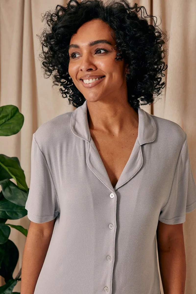 EcoVero Ribbed Nightshirt in Grey