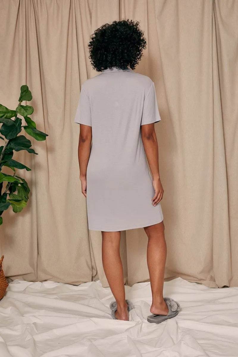 EcoVero Ribbed Nightshirt in Grey