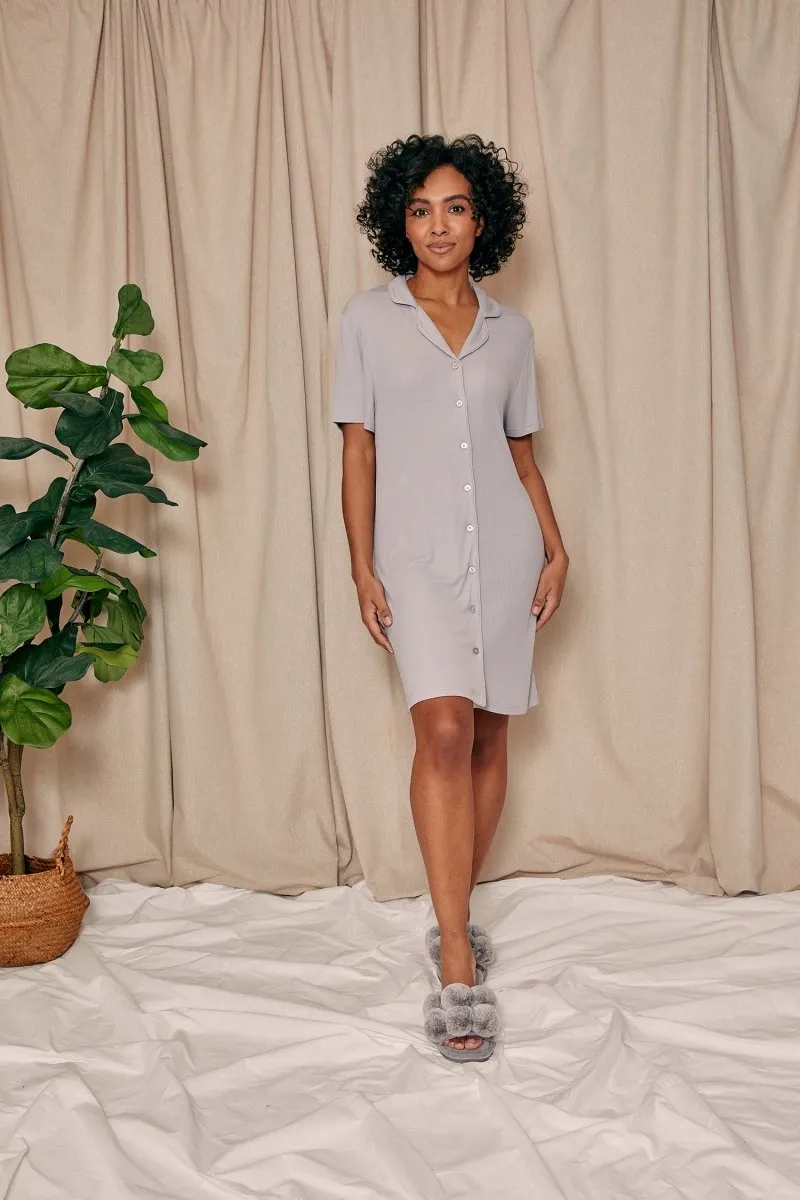 EcoVero Ribbed Nightshirt in Grey