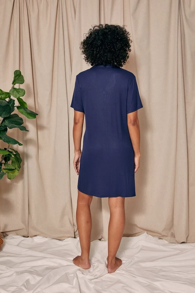 EcoVero Ribbed Nightshirt in Midnight