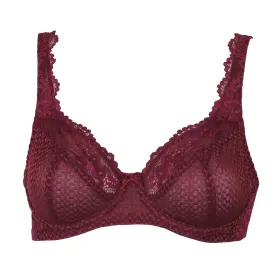 FFY Serena Lace Underwire Full Coverage Bra, Burgundy