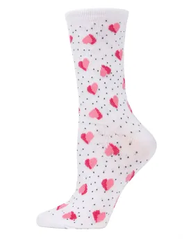 Floating Hearts Bamboo Blend Crew Socks