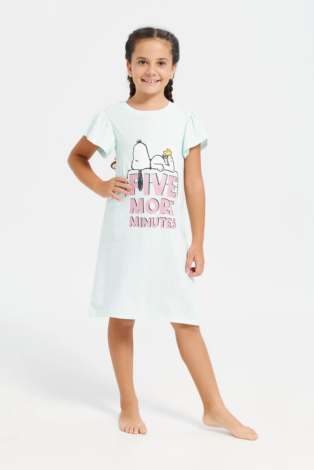 Girls Blue Snoopy Print Nightshirt