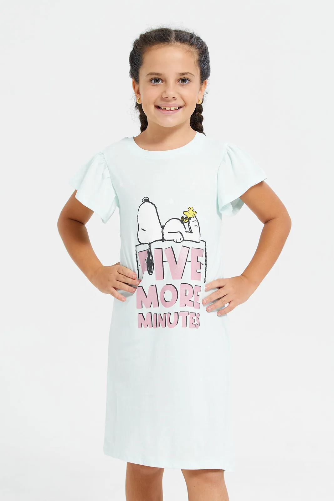 Girls Blue Snoopy Print Nightshirt