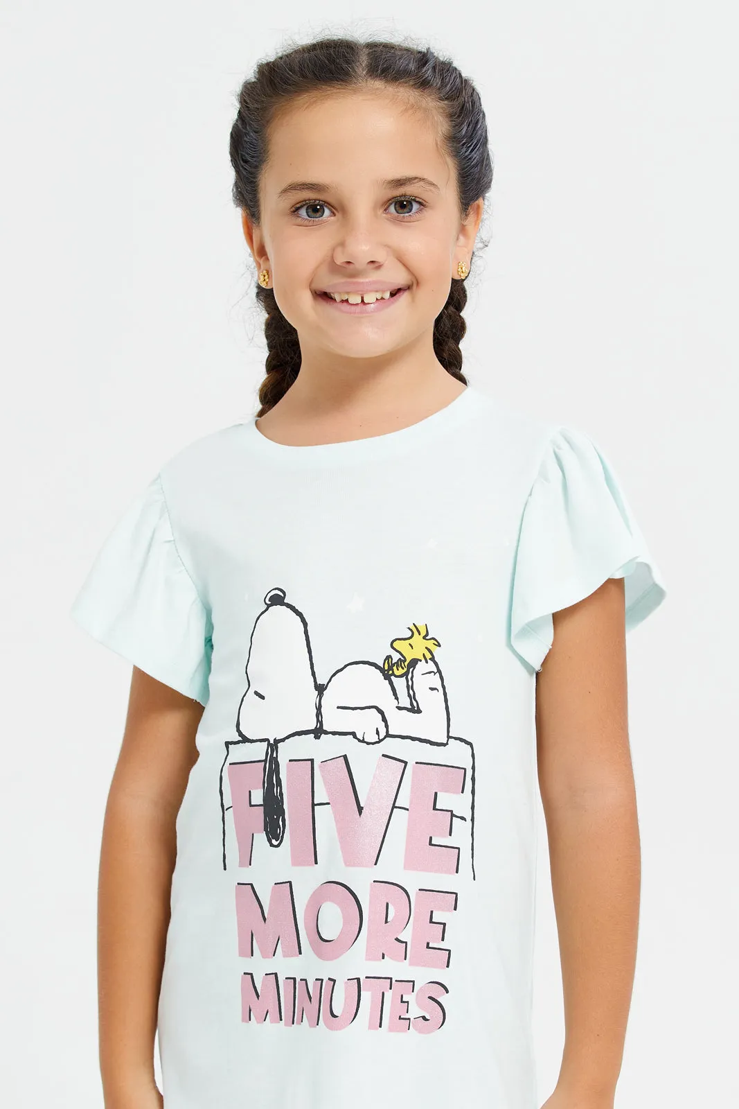 Girls Blue Snoopy Print Nightshirt