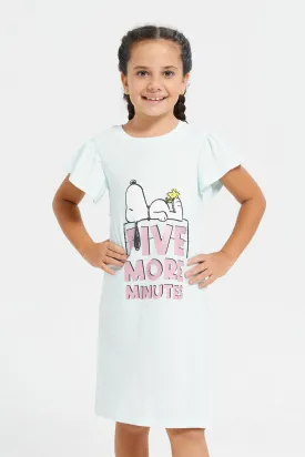 Girls Blue Snoopy Print Nightshirt