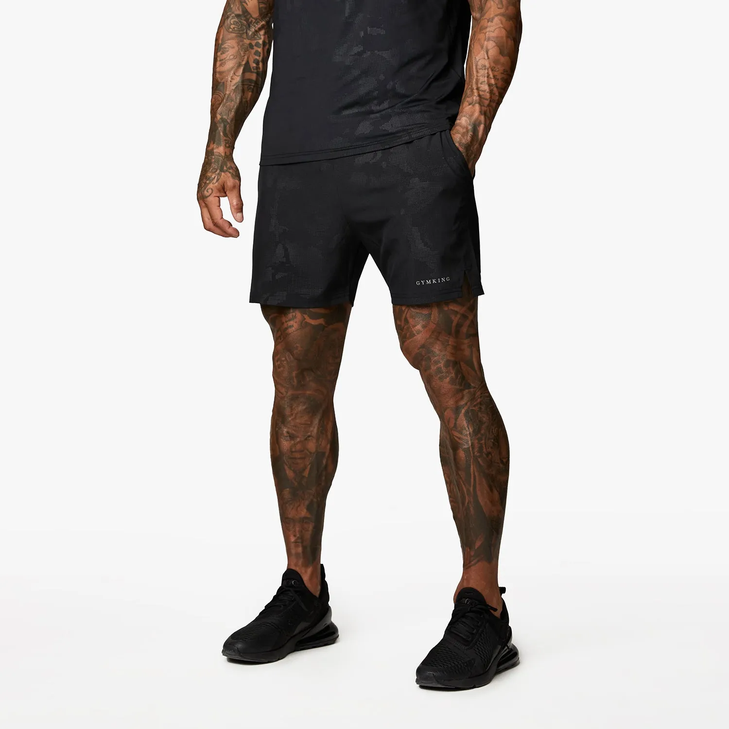 Gym King Debossed Camo Short 5" - Black