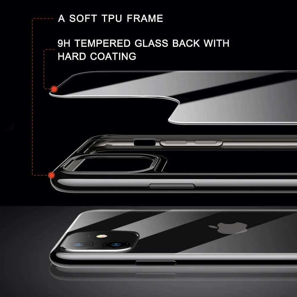 iPhone 11 6.1 inch Unicorn Beetle GLASS Slim Clear Case-Black