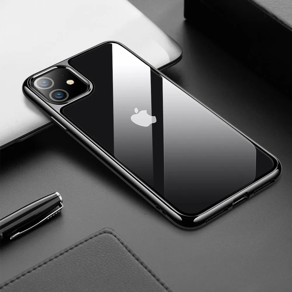 iPhone 11 6.1 inch Unicorn Beetle GLASS Slim Clear Case-Black