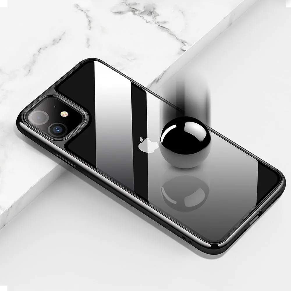 iPhone 11 6.1 inch Unicorn Beetle GLASS Slim Clear Case-Black