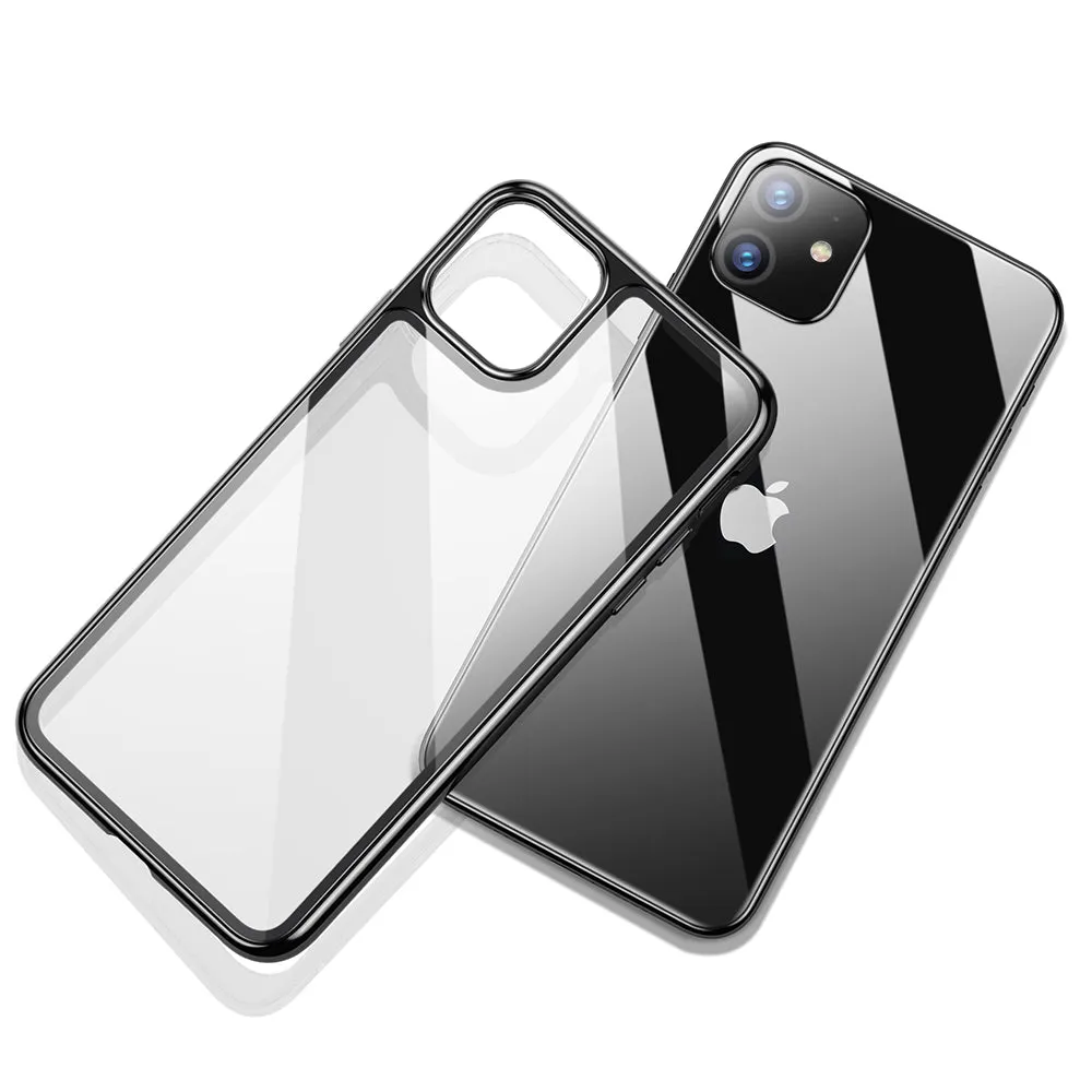 iPhone 11 6.1 inch Unicorn Beetle GLASS Slim Clear Case-Black