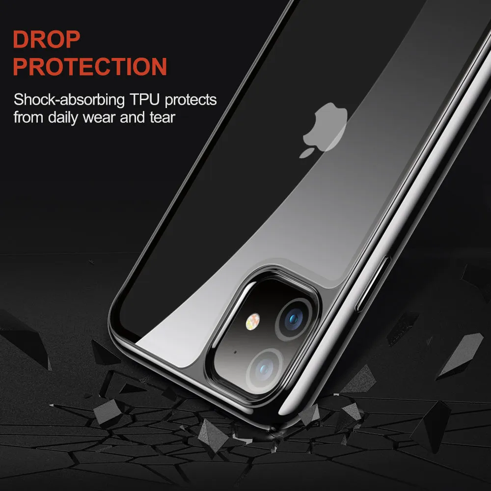 iPhone 11 6.1 inch Unicorn Beetle GLASS Slim Clear Case-Black