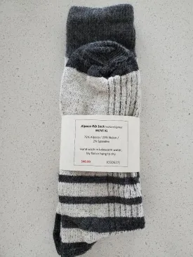 S627 Alpaca Rib Sock Natural / Grey Mens XL
